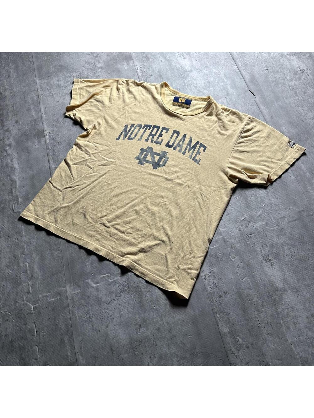 Vintage Notre Dame Champion T-Shirt Yellow Size Large